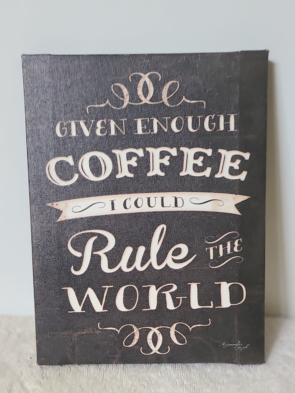 Coffee Quote Wall Art Canvas - Black & Cream
